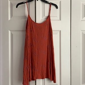 Burnt orange floral stitched dress